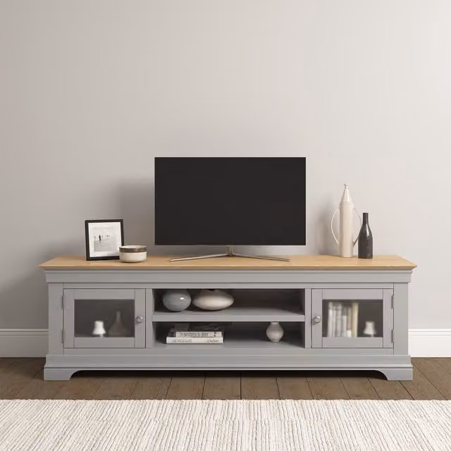 Seconique Bordeaux Oak TV Stand in Grey
