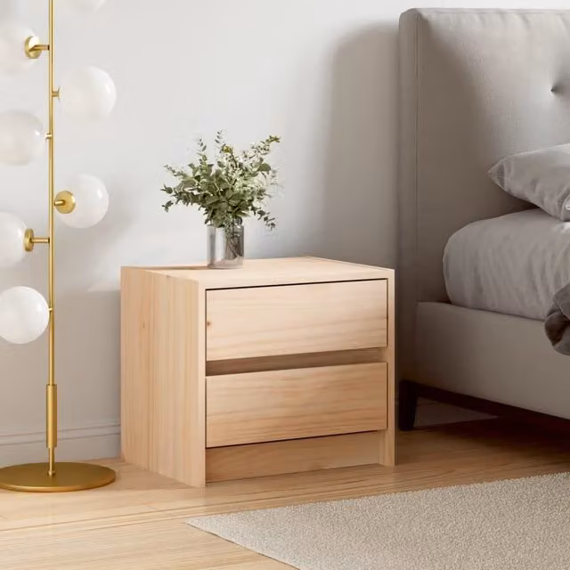Berkfield Home Rustic Solid Wood Pine Bedside Cabinet, Brown, W: 40 cm, D: 31 cm, H: 35.5 cm
