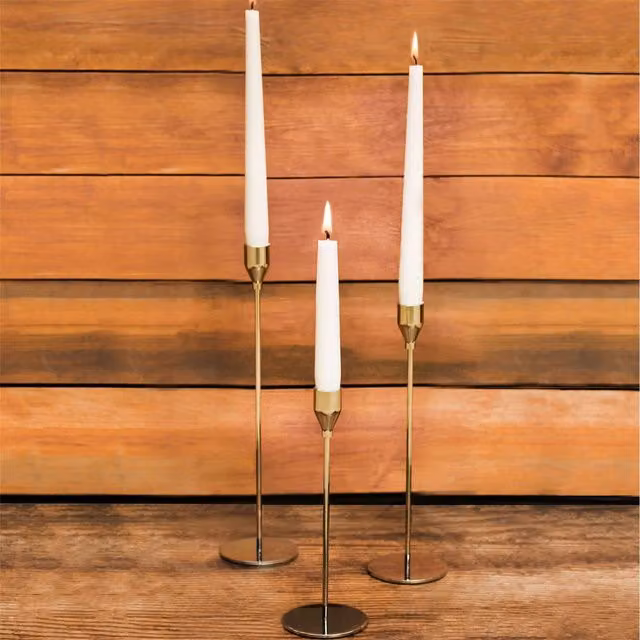 Maison & White Set of 3 Gold Tulip Metal Taper Candlesticks