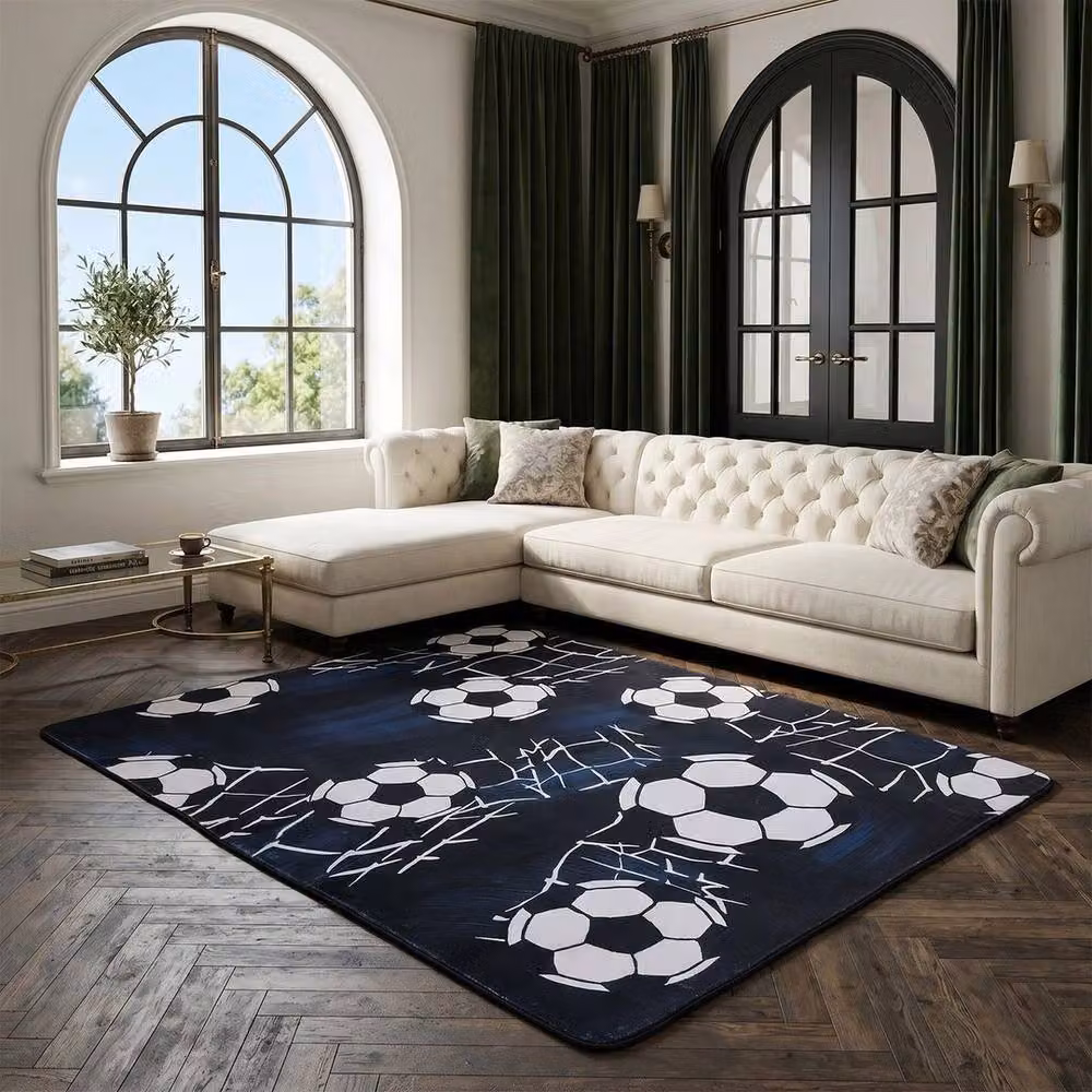 KORVIXA Football Floor Rug in Blue, W/D: 100 x 110 cm – 4