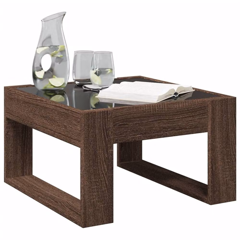 Berkfield Home Infinity LED Decorative Coffee Table in Brown Oak, W/D/H: 50 x 53 x 30 cm – 5