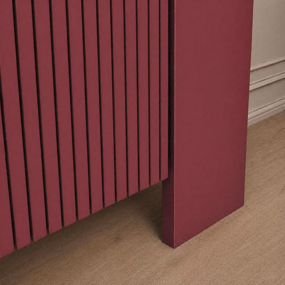 OHS Ribbed Small Radiator Cover in Dark Red Matt Engineered Wood – 2