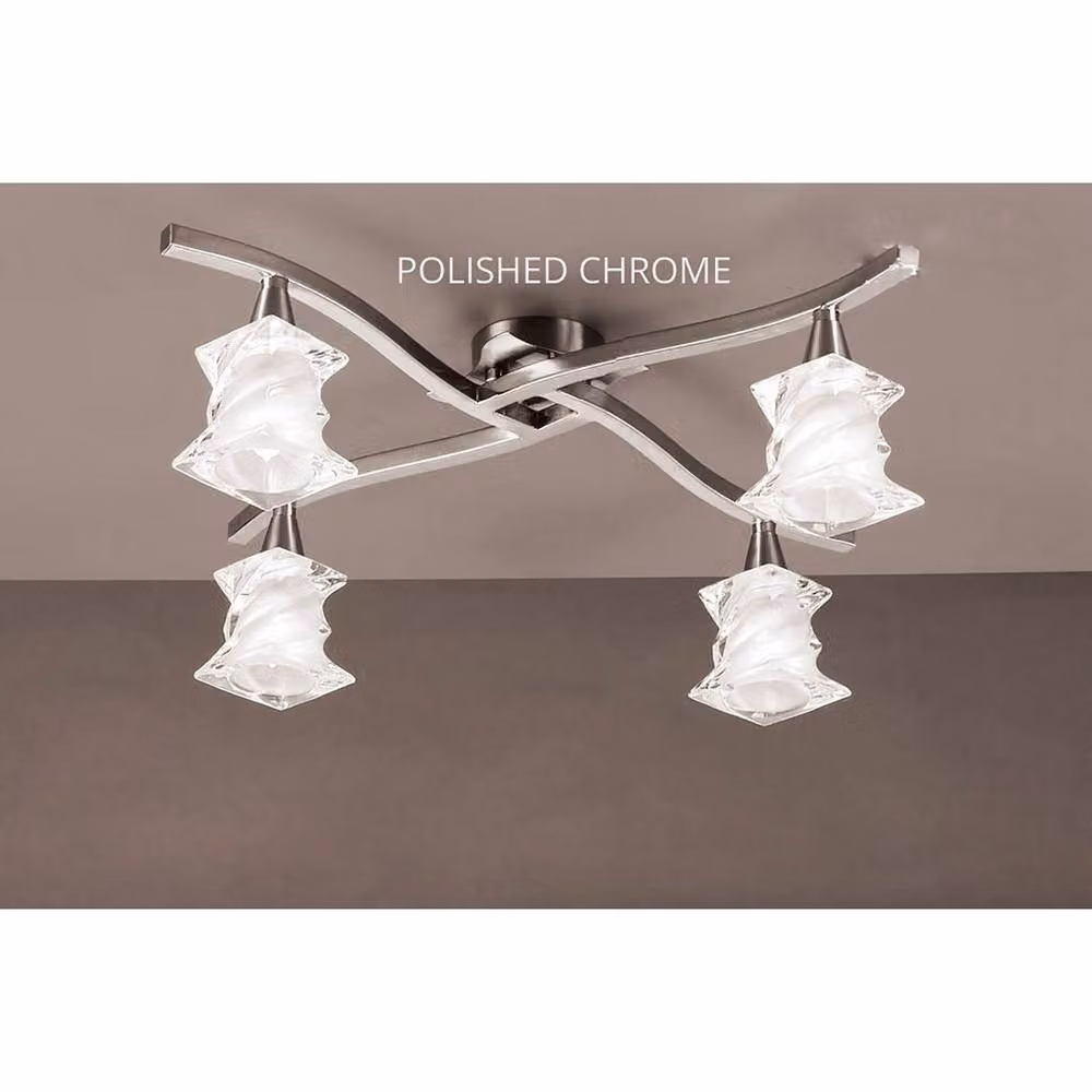 Netlighting Salomon 4 Light G9 Ceiling Lamp in Polished Chrome and Grey Glass – 2