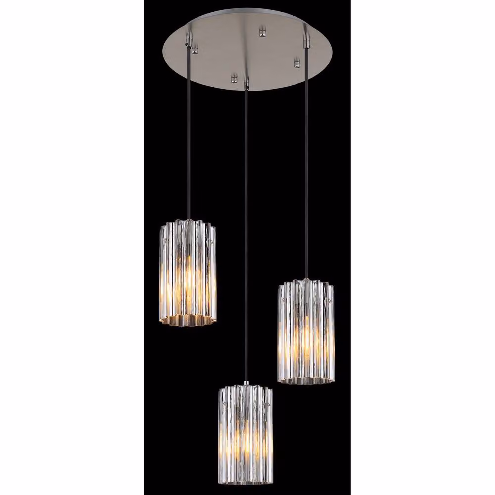 Netlighting Cayden Cluster Pendant Light in Silver with Grey Glass Shades, 3-Bulb E27, Height: 120 cm, Diameter: 38.5 cm – 5