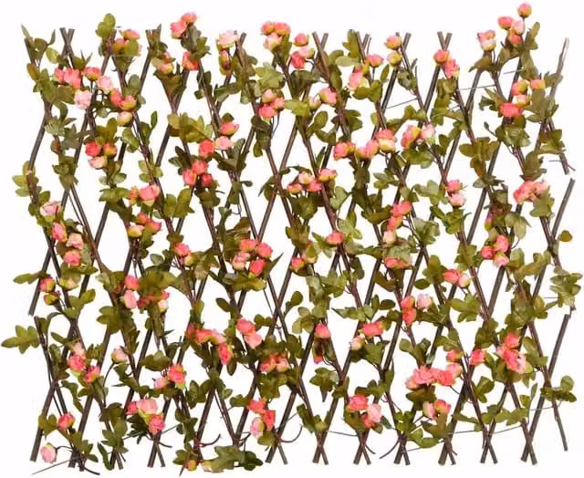 Berkfield Home Artificial Ivy Trellis Expandable 5 Piece Set in Pink
