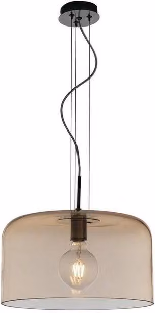 Netlighting GIBUS Amber Cylindrical Pendant Ceiling Light with Glass and Metal Construction, H 35 cm x W 20 cm