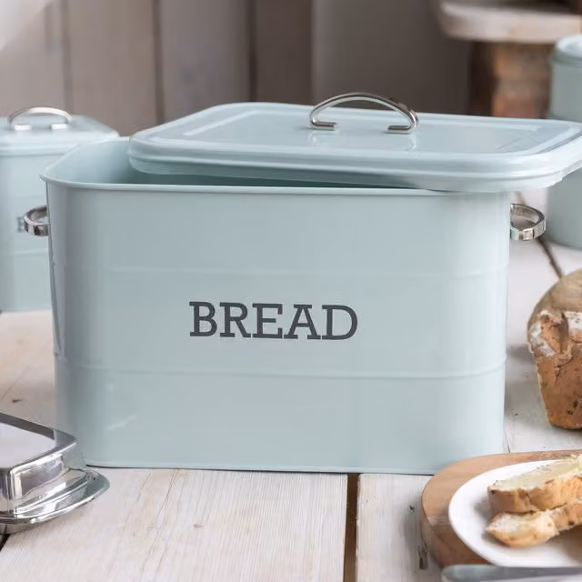 Kitchen Craft Living Nostalgia Vintage Metal Bread Bin in Blue