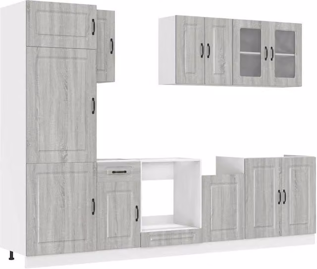 Berkfield Home Kalmar 8 Piece Modern Kitchen Cabinet Set in Grey Sonoma Engineered Wood