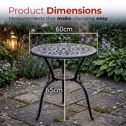 Centurion BANGUI Outdoor Bistro Table in Black Cast Aluminium with Parasol Hole – 2