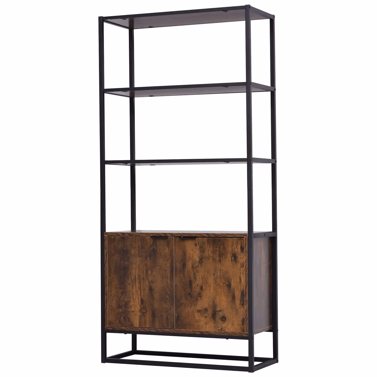 HOMCOM Industrial Storage Cabinet with 3 Open Shelves in Brown and Black – 2
