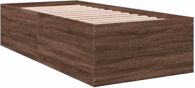 Berkfield Home Modern Single Bed Frame in Brown Oak, W/D/H: 90 x 190 cm