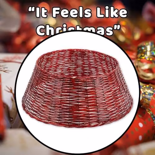 VFM e-Store Red Christmas Tree Skirt Decoration, W/D: 70 x 70 cm – 7