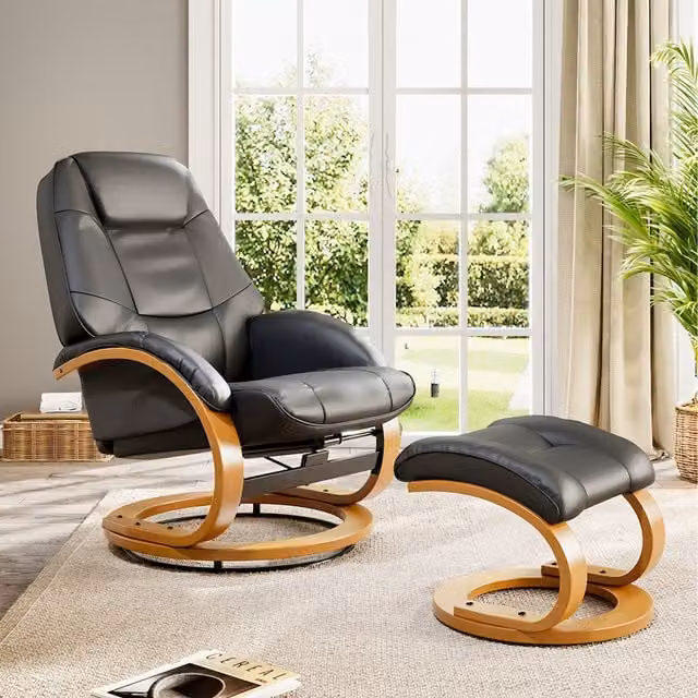 Komore Black Ergonomic Swivel Office Chair in Synthetic Leather