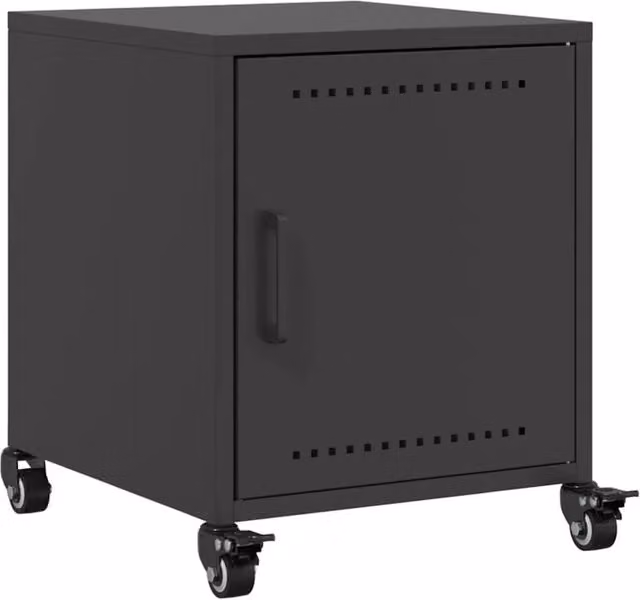 Berkfield Home Black Matt Metal Bedside Cabinet W/D/H: 36 x 39 x 43.5 cm