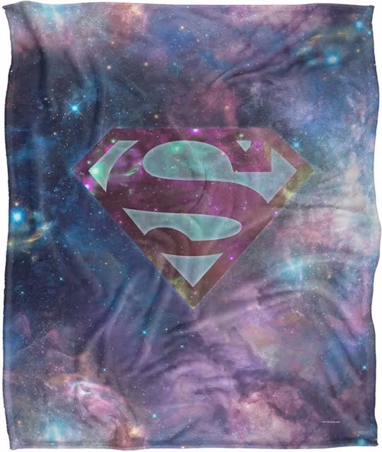 Warner Brothers Superman Logo Officially Licensed Silky Touch Super Soft Throw Blanket, White and Multicolour, W: 152 cm, D: 127 cm