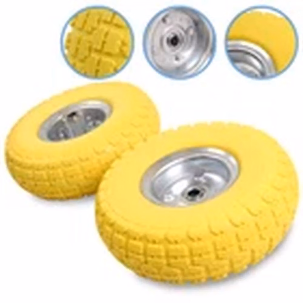 Kelvenix Yellow Solid Rubber Sack Truck Trolley Spare Tyres, 2 x 10 inch – 2