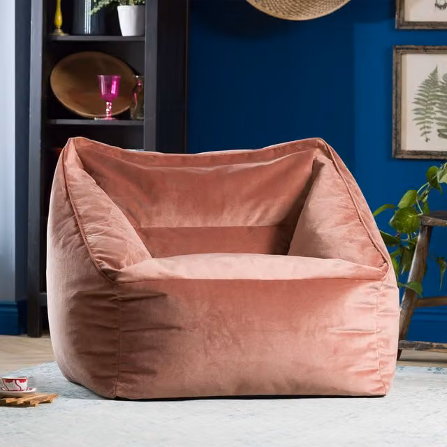 ICON Natalia Giant Velvet Armchair Bean Bag in Pink