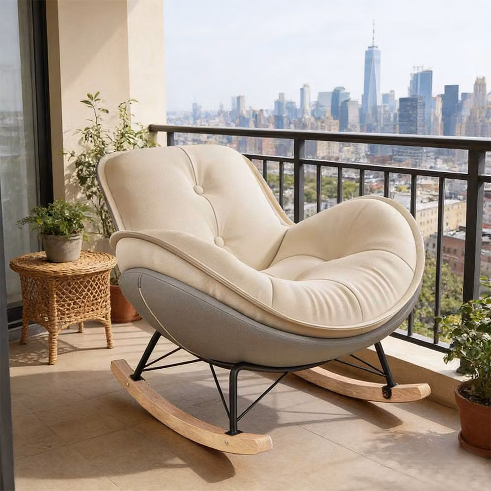FORGEVIO Grey Rocking Recliner Lounge Chair with Cushions – 3