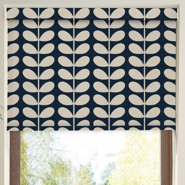 Orla Kiely Whale Pattern Made to Measure Translucent Roller Blind in Blue and Black