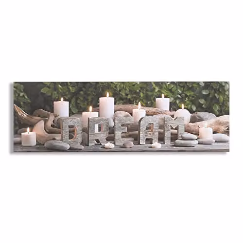 Art for the Home Typography Dream LED Printed Canvas in Green, Natural and Brown – 4