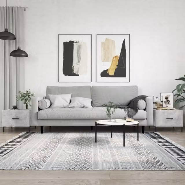 Berkfield Home Set of 2 Square Coffee Tables in Concrete Grey, W/D/H: 50 x 50 x 40 cm