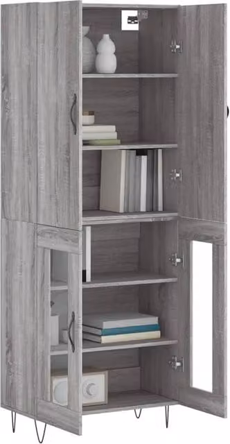 Berkfield Home Modern Grey Highboard W/D/H: 69.5 x 34 x 180 cm – 1