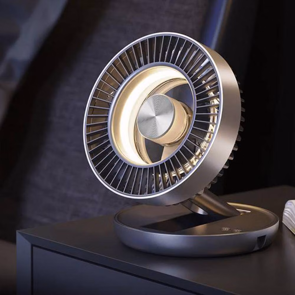 Quipulse Foldable Mini Fan with Colourful Ambient Light in White – 3