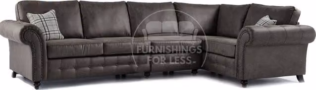 Furnishings For Less UK Oakland Charcoal Chesterfield 5 Seater L Shape Right Facing Corner Sofa – 1