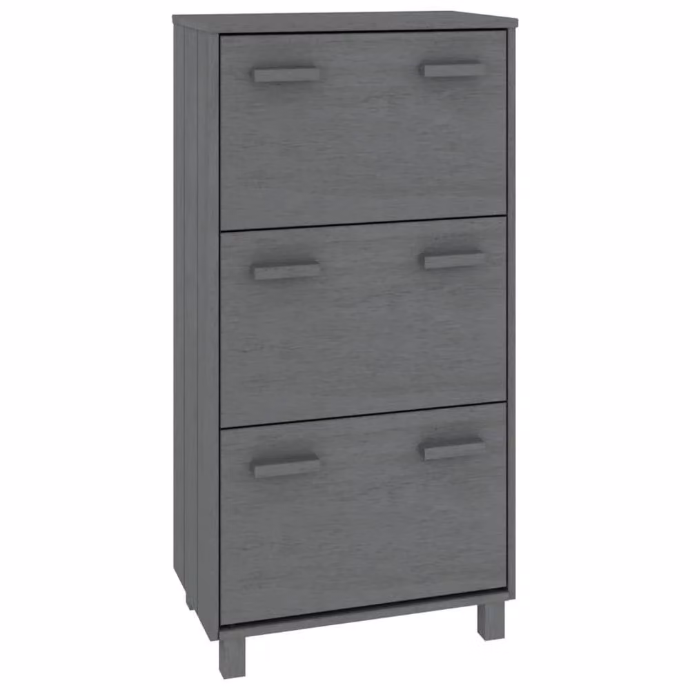 Berkfield Home HAMAR Shoe Cabinet in Dark Grey Solid Pine, W/D/H: 59.5 x 35 x 117 cm – 2
