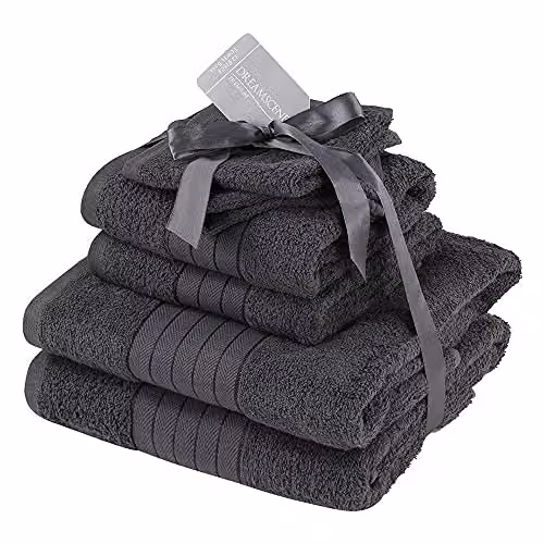 OHS 4 Pack of Grey Cotton Terry Bathroom Hand Towels, W/D/H: 50 x 50 x 50 cm – 1