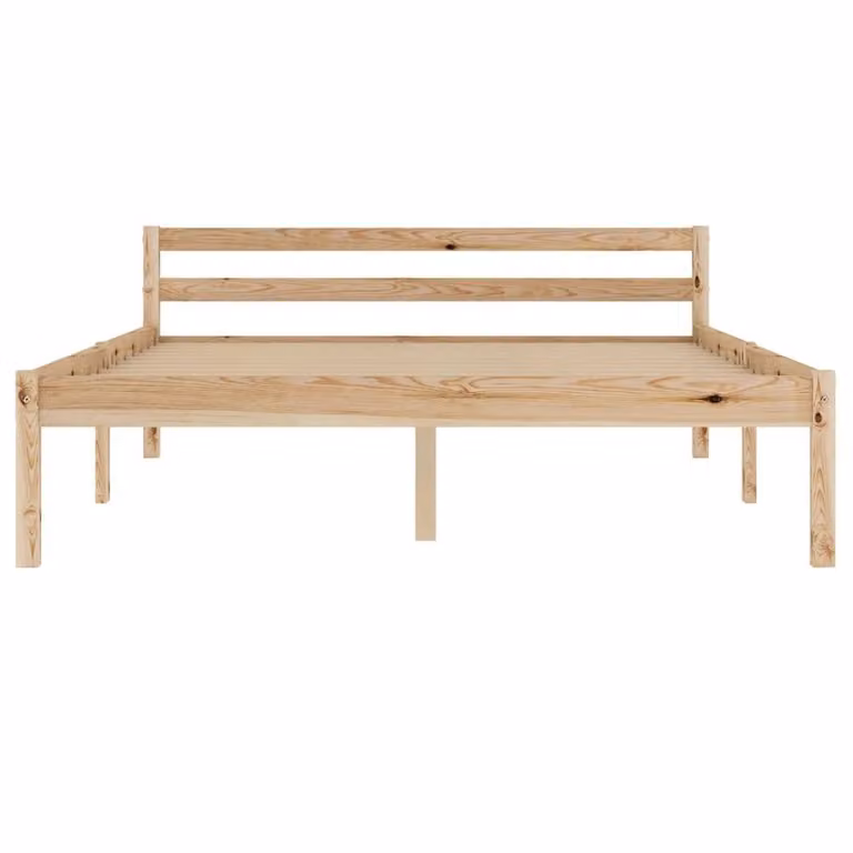 Berkfield Home Small Double Bed Frame in Natural Solid Pine Wood, W/D/H: 120 x 200 cm