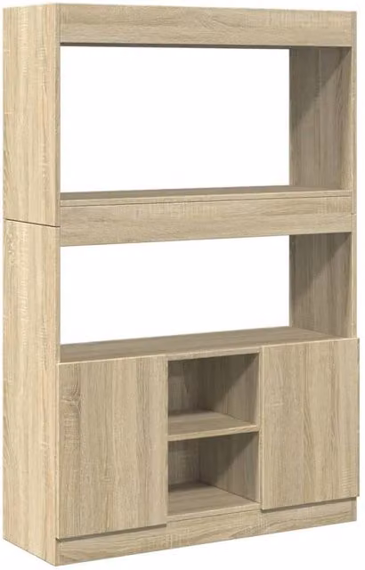 Berkfield Home Sonoma Oak Highboard in Light Tan, W/D/H: 92 x 33 x 140 cm