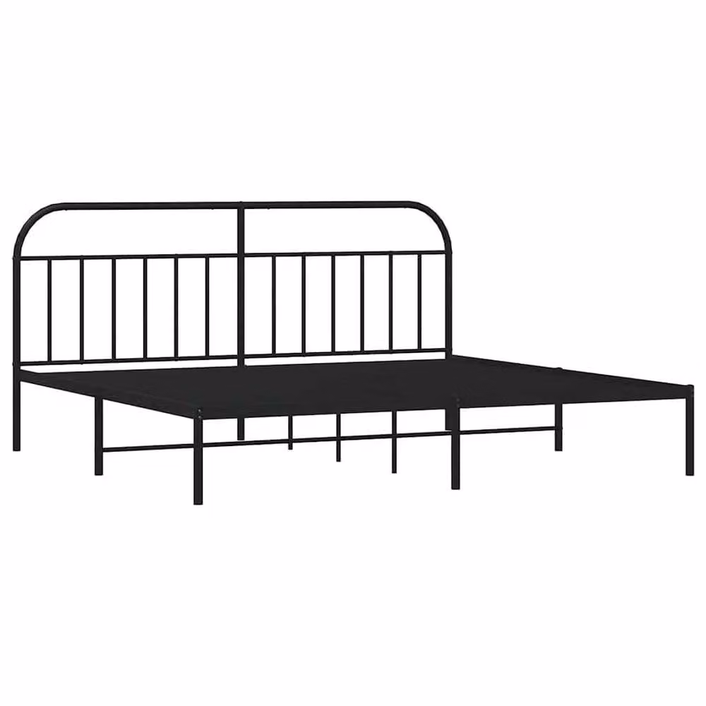 Berkfield Home Metal Bed Frame with Headboard in Black, 200 x 200 cm – 2