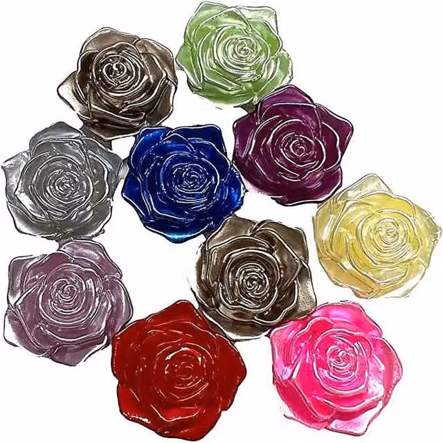 Syntego Pack of 10 Kawaii Assorted Rose Flower Resin Flat Back Cabochons, Multicolour