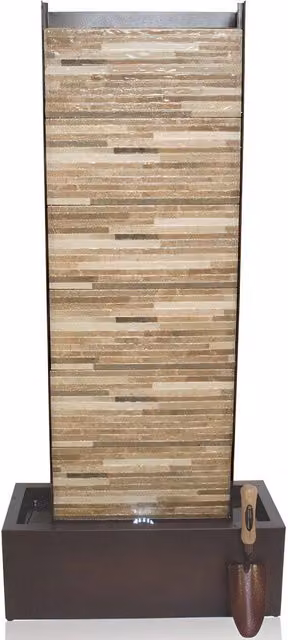 Primrose Beige Stone Brick Wall Water Feature with Zinc Lights, Height: 120 cm
