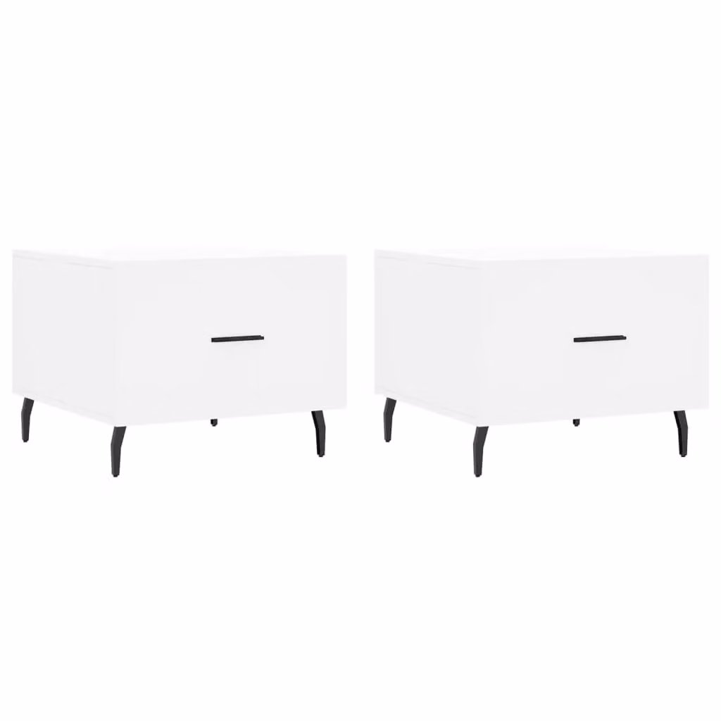 Berkfield Home Set of 2 Modern White Square Coffee Tables in Engineered Wood, W/D/H: 50 x 50 x 40 cm – 2