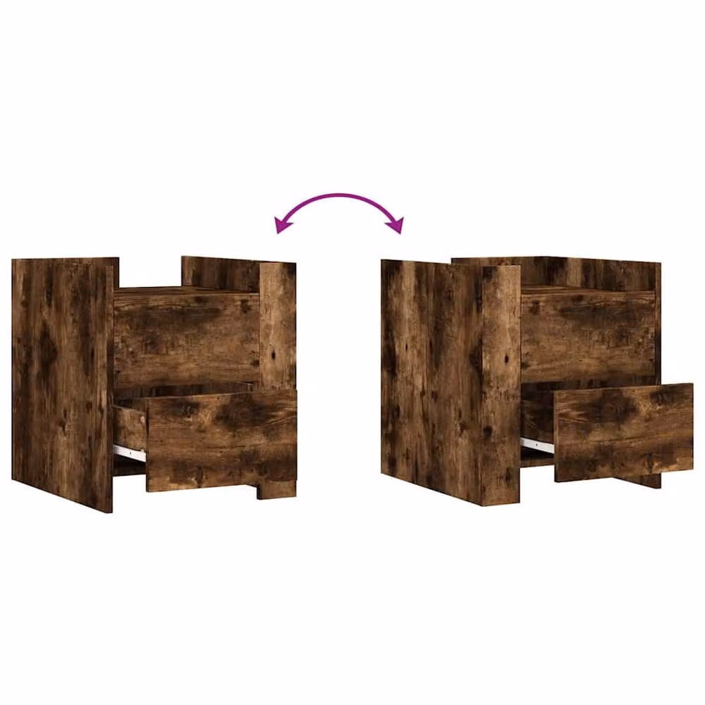 Berkfield Home Decorative Bedside Cabinet in Smoked Oak Brown, W/D/H: 45 x 50 x 50 cm – 5