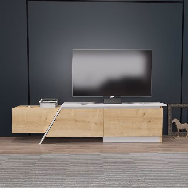 Decorotika Zonas Modern TV Unit in White, W: 180.0 cm, H: 45.0 cm, D: 35.0 cm