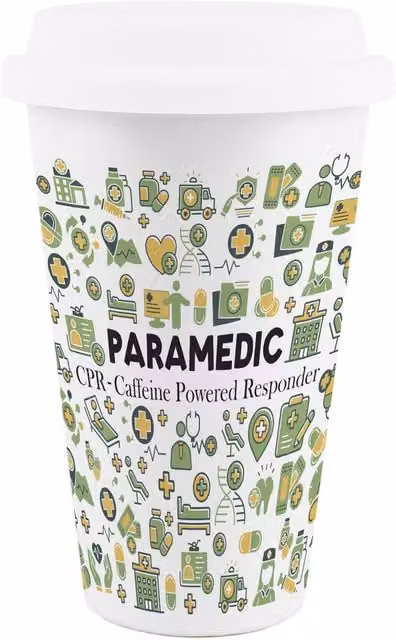 Purely Home Novelty Paramedic Ceramic Travel Mug, White