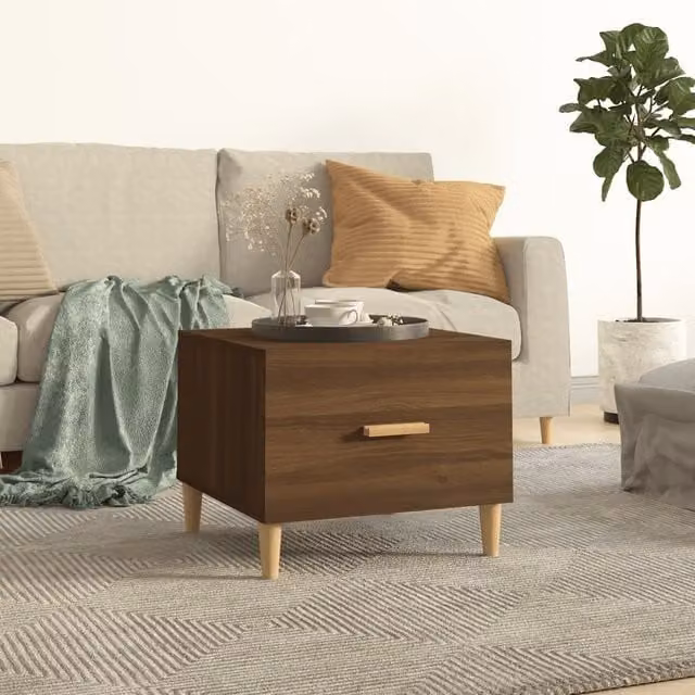 Berkfield Home Brown Oak Coffee Table, W/D/H: 50 x 50 x 40 cm – 1