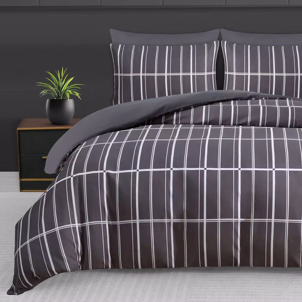 Grace Brushed Microfibre Duvet Cover Set in Grey, Single, W: 90 cm, L: 200 cm – 2
