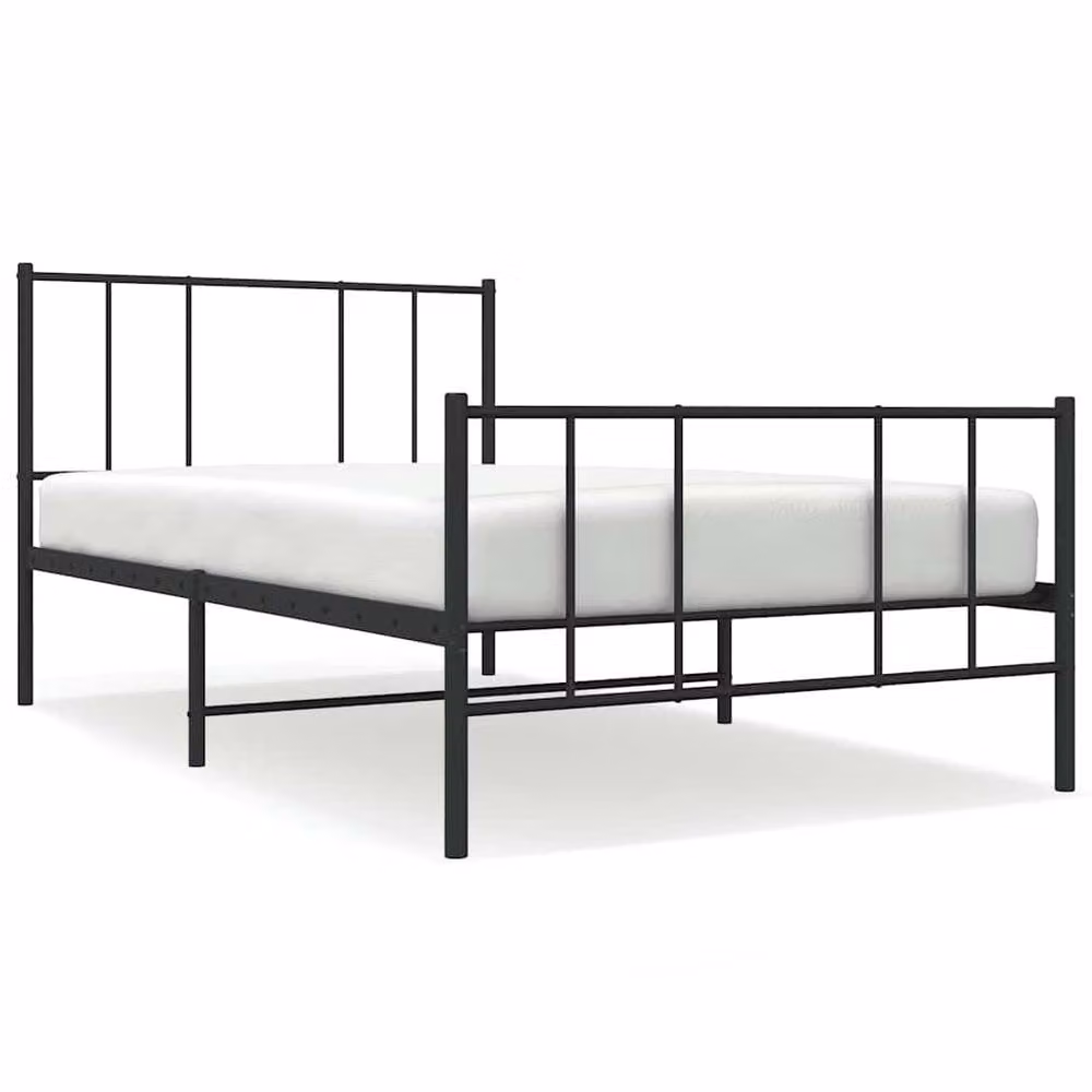 Berkfield Home Metal Bed Frame with Headboard and Footboard in Black W/D/H: 100 x 200 cm – 2