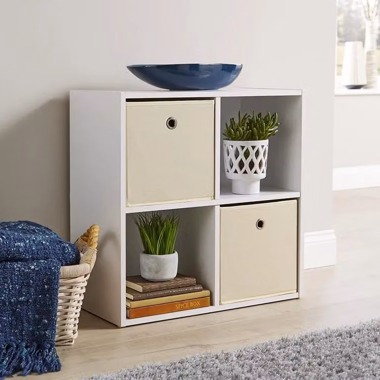 Home Source 4 Shelf Wooden Storage Cube Display Unit in White