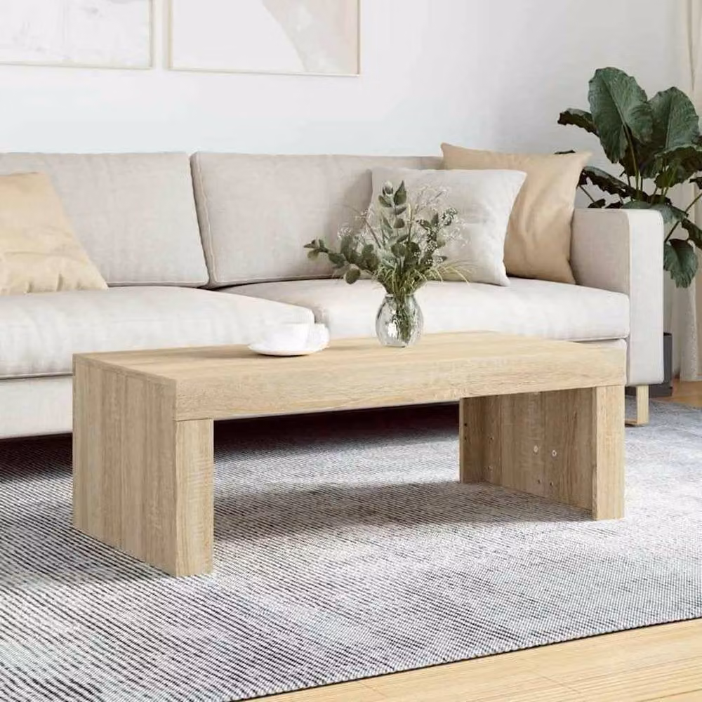 Berkfield Home Modern Rectangular Coffee Table in Sonoma Oak, Light Brown, W/D/H: 102 x 50 x 36 cm – 2