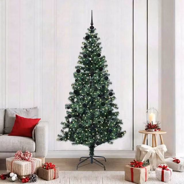 Berkfield Home Artificial Pre-lit Christmas Tree in Green, Height: 210 cm – 1