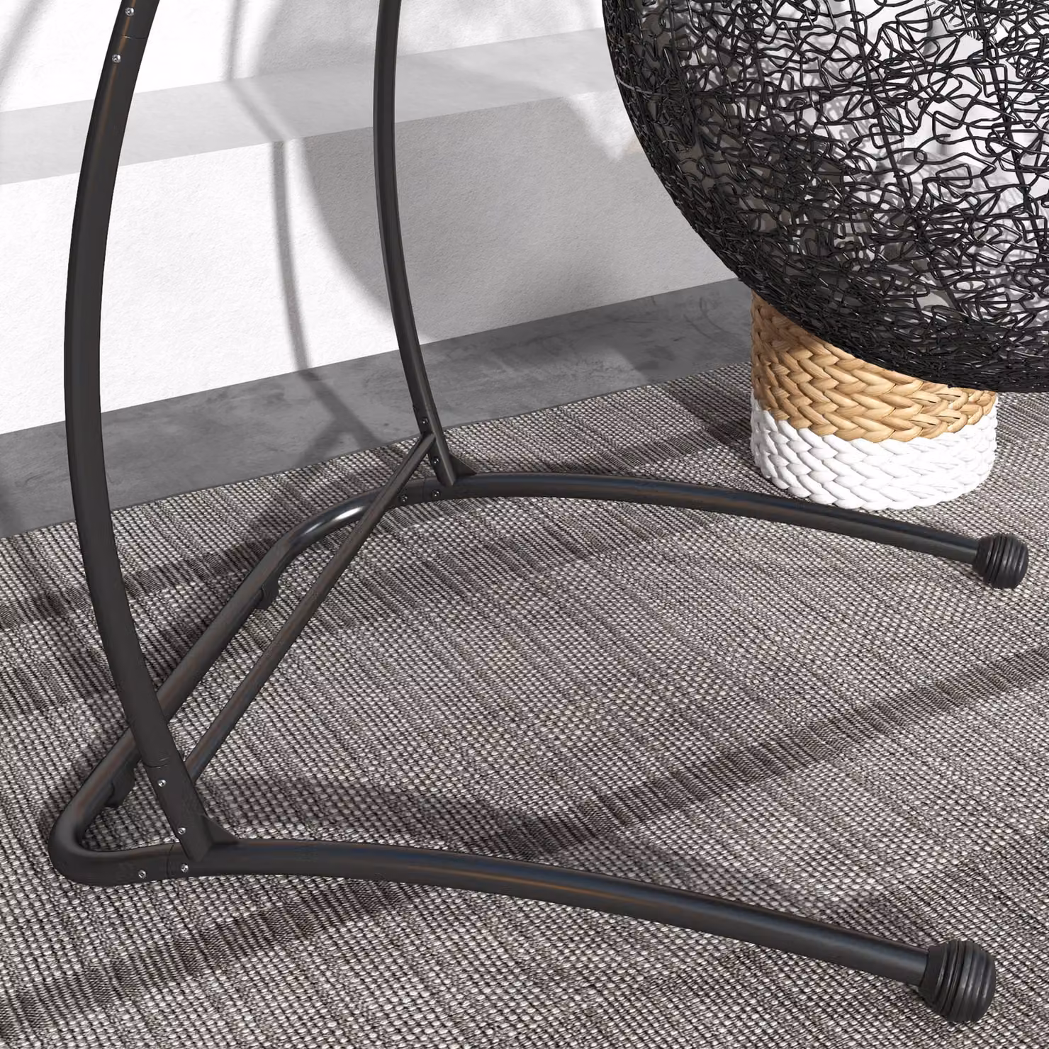 Outsunny C-Shape Heavy Duty Metal Hammock Chair Stand in Black – 7