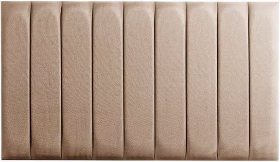 Deluxe Settle Beige Velvet Upholstered Strutted Fabric Headboard, W: 180 cm, H: 200 cm
