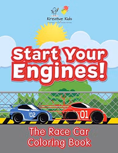Kreative Kids Start Your Engines! Race Car Colouring Book for Children, Multicolour, W: 21.59 cm, H: 27.94 cm