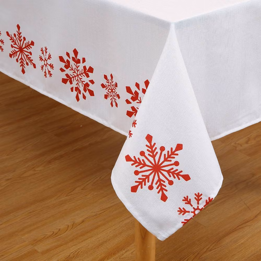 London Boutique Christmas Snowflake Tablecloth, White, W: 137.16 cm, D: 200.66 cm – 4