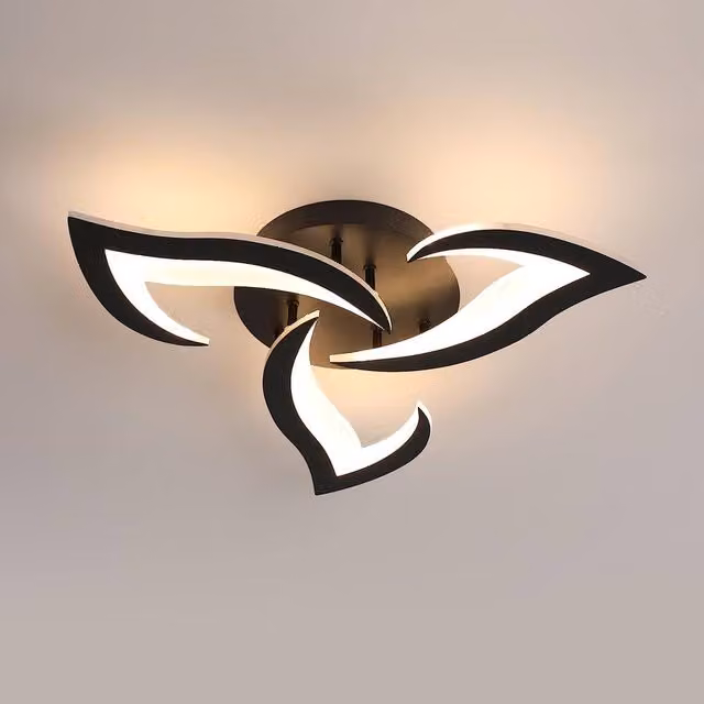 Pheashine Modern Acrylic LED Ceiling Light in Black with Warm White 3000K Light – 1